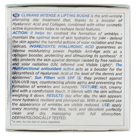 Clinians Intense A Lifting Rughe Trattamento Giorno Antirughe SPF 15 Acido Ialuronico 50 mL